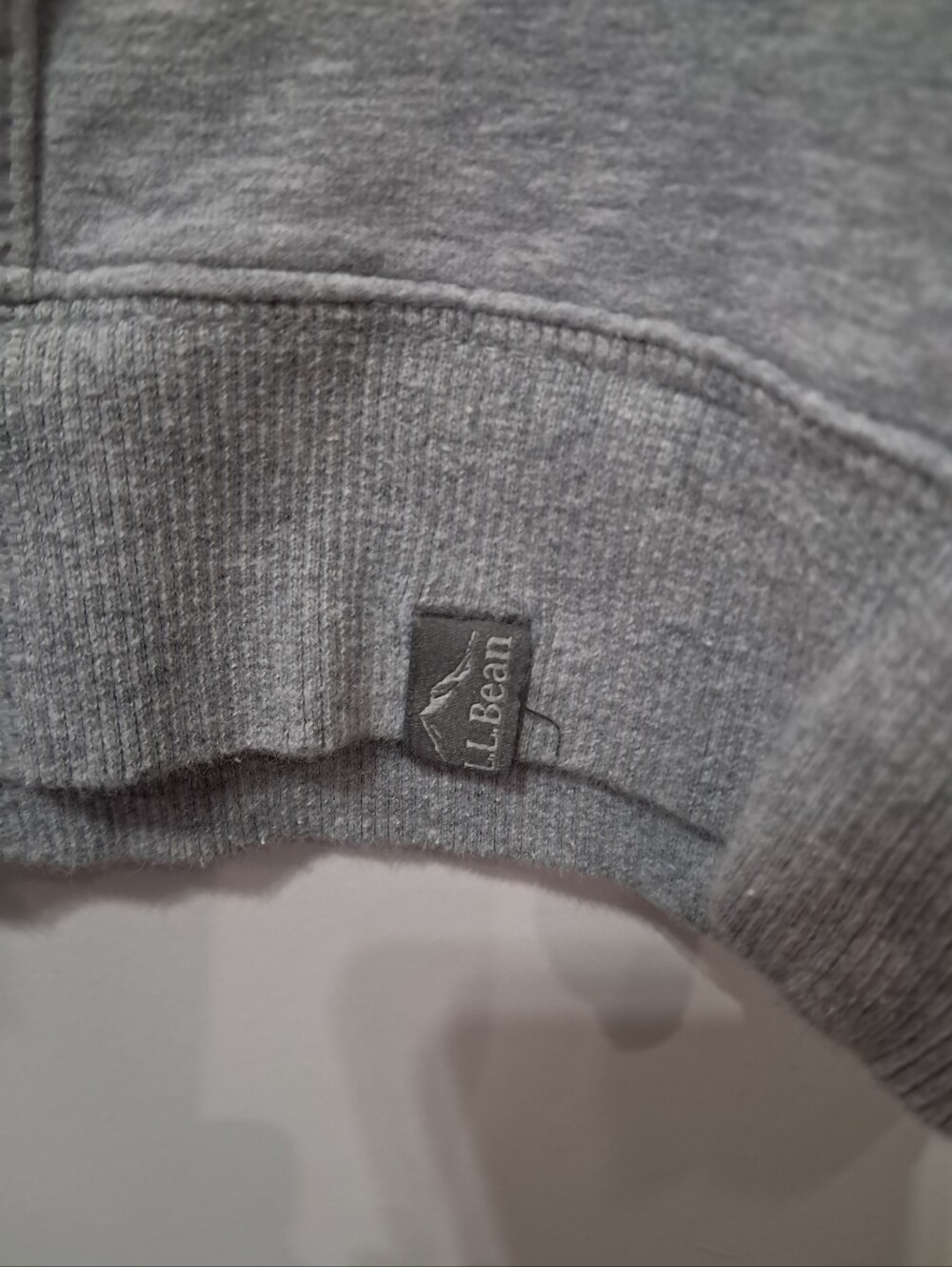Women's Large L.L. Bean Sweatshirt Hoodie Gray with Stripes Thumbholes Pullover - Picture 5 of 8